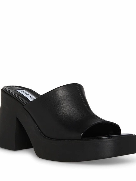 Steve Madden Black Leather Platform Mule